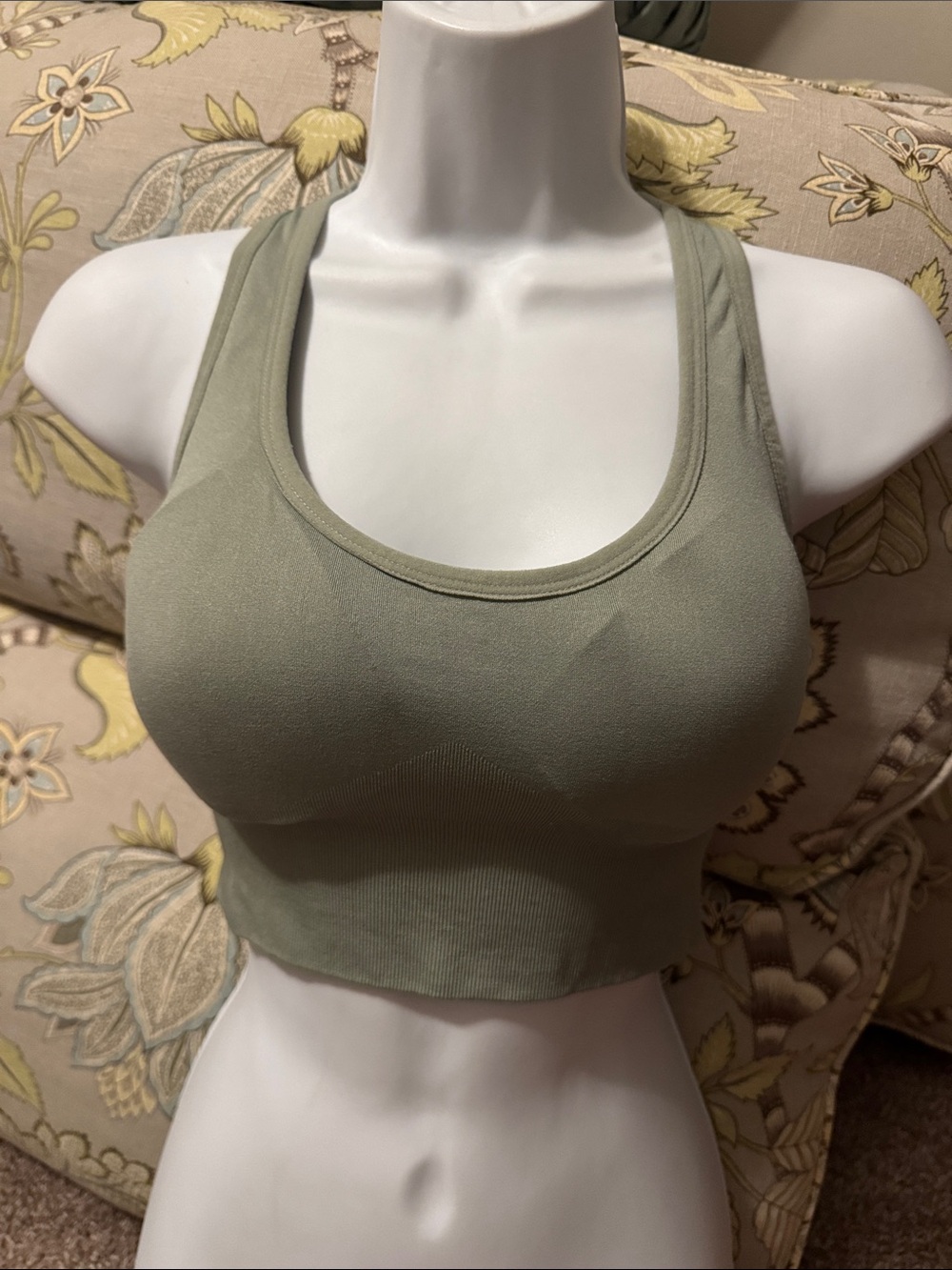 Seamless Racerback Crop Bralette - Sage Green